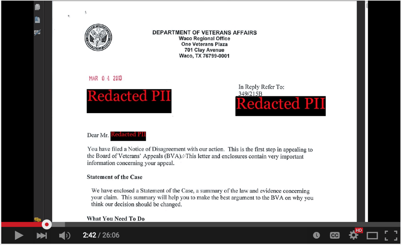 VIDEO: Statement of the Case Example –  How to Read and Understand this VA Form (Video).