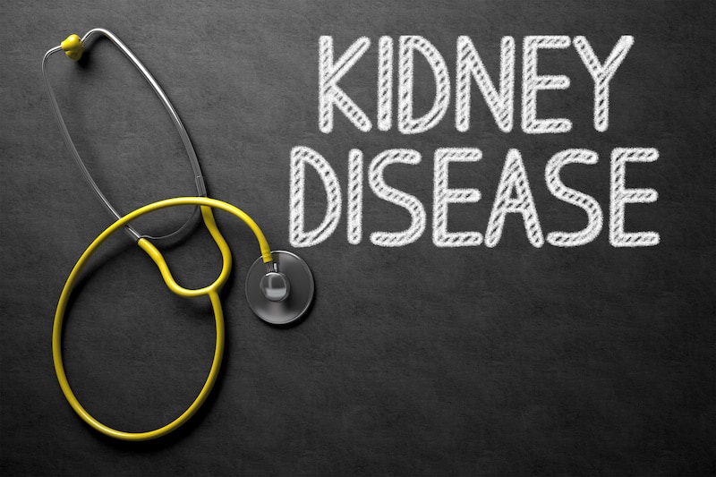 Kidney disease in white with Black background